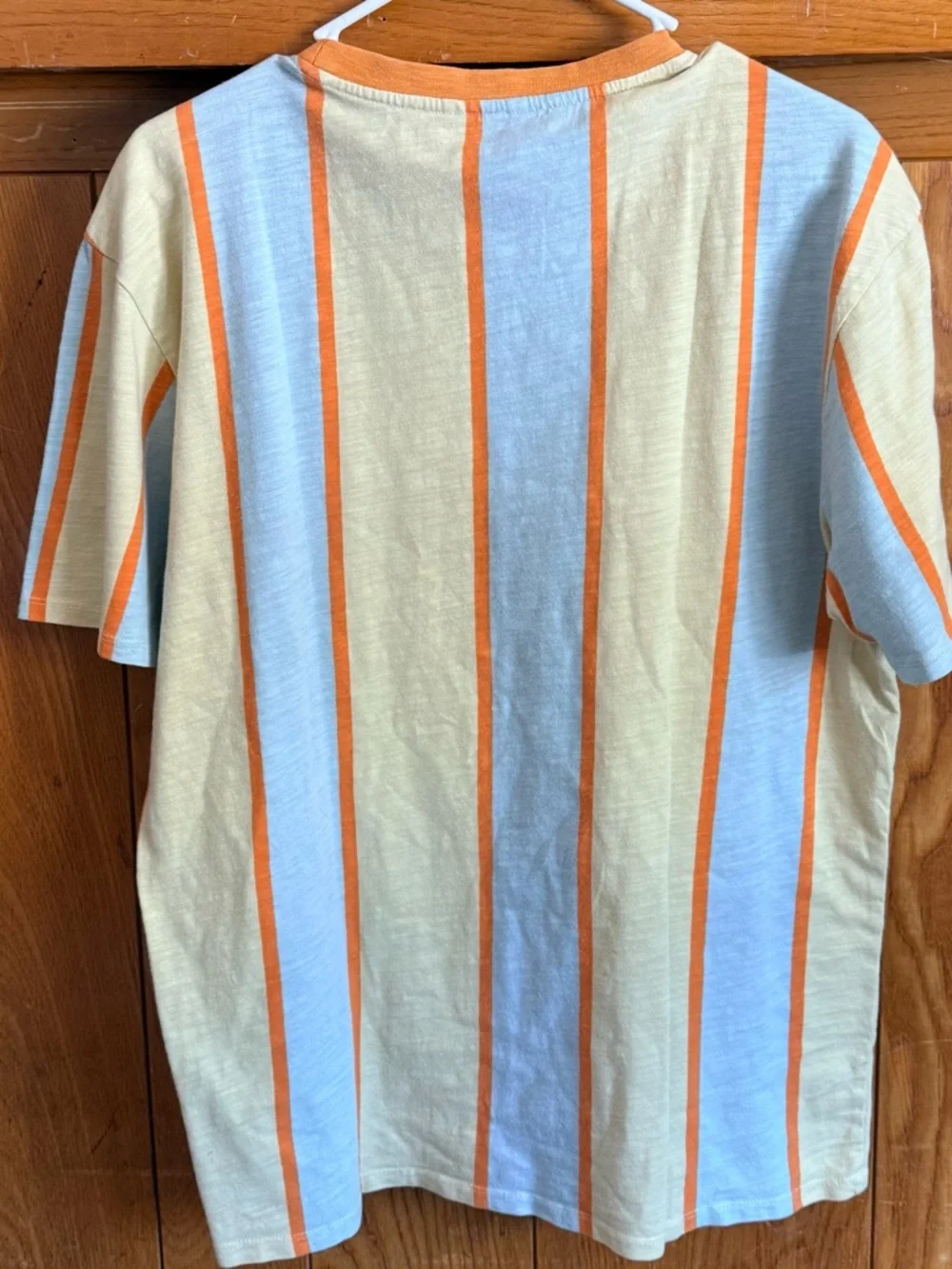 Guess Striped Short-Sleeve Tee in Orange, Light Blue & Cream - Picture 4 of 11